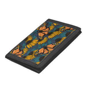 Monarch butterfly on yellow coneflowers tri-fold wallet