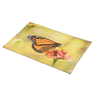 Monarch Butterfly on Zinnia Cloth Placemat