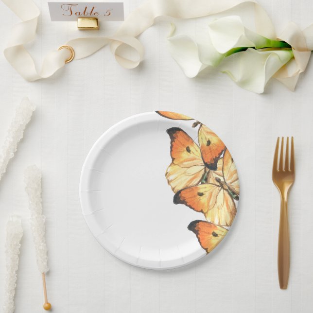 Monarch Butterfly Orange Bridal Shower Invitation Paper Plates (Wedding)