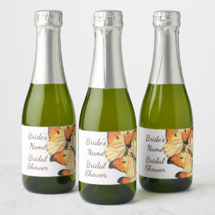 Monarch Butterfly Orange Bridal Shower MINI Sparkling Wine Label