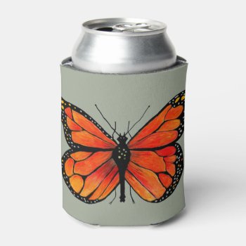 Monarch Butterfly Orange Can Cooler by BeeHappyNow at Zazzle