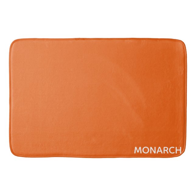 Monarch butterfly orange color name bath mat (Front)