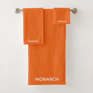 Monarch butterfly orange color name bath towel set