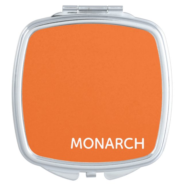 Monarch butterfly orange color name compact mirror (Front)