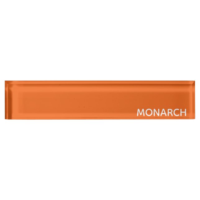 Monarch butterfly orange color name desk name plate (Front)