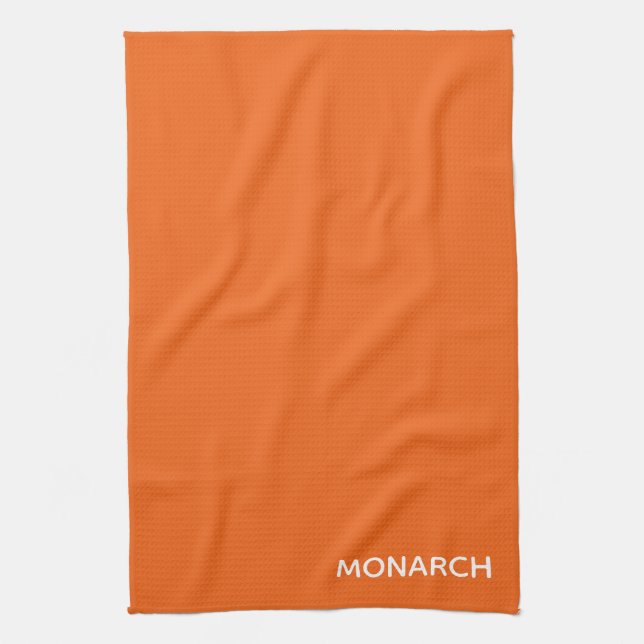 Monarch butterfly orange color name kitchen towel (Vertical)
