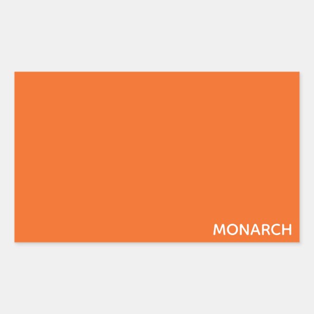 Monarch butterfly orange color name rectangular sticker (Front)