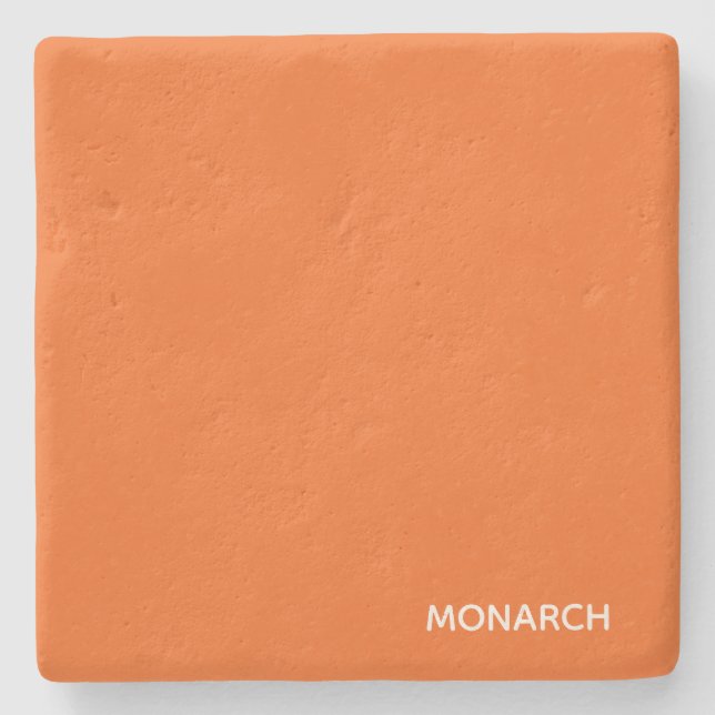 Monarch butterfly orange color name stone coaster (Front)
