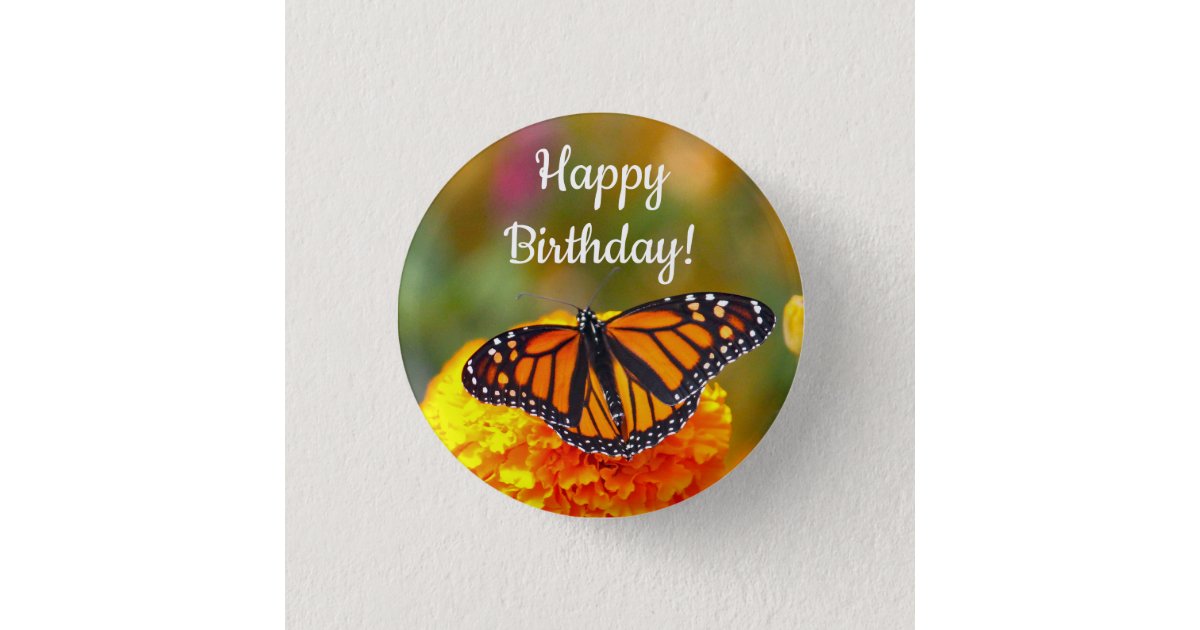 Monarch Butterfly Badge Reel, Orange Black Monarch Butterfly Badge