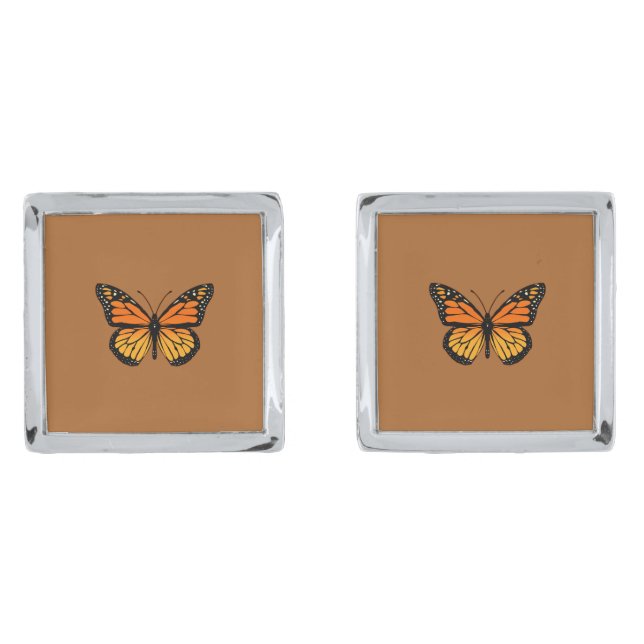 Monarch Butterfly Original Silver Cufflinks (Front)