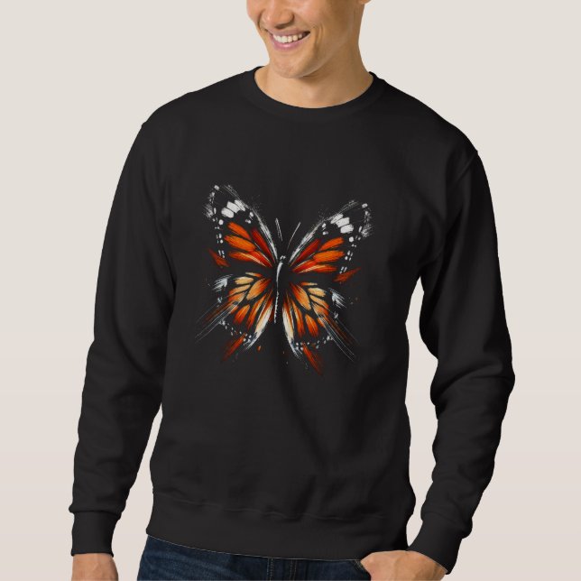 Monarch Butterfly Paint Brush Art Women Girls Kids Sweatshirt (Front)