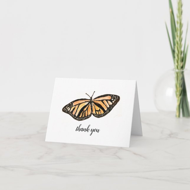 Monarch Butterfly Painting Art Thank You Card (Front)