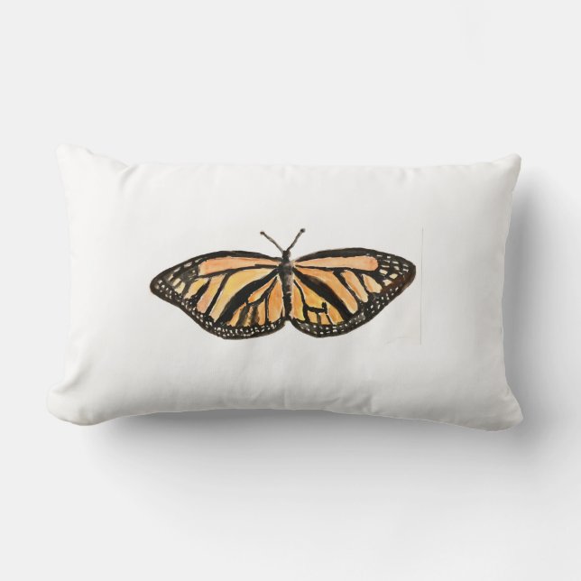 Monarch Butterfly Painting Throw Pillow (Front)