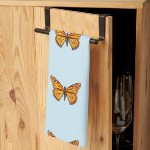 Monarch Butterfly Pastel Blue Kitchen Towel