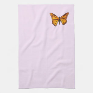 Monarch Butterfly Pastel Pink Kitchen Towel