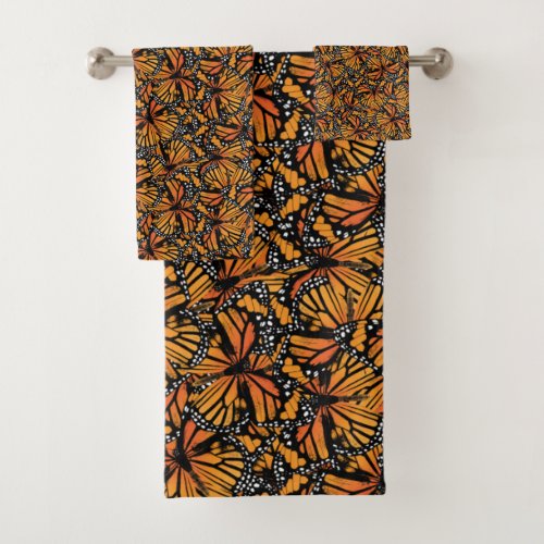 Monarch Butterfly Pattern  Bath Towel Set