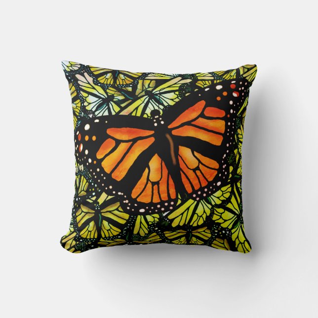 MONARCH BUTTERFLY PATTERN by Slipperywindow Throw Pillow (Front)