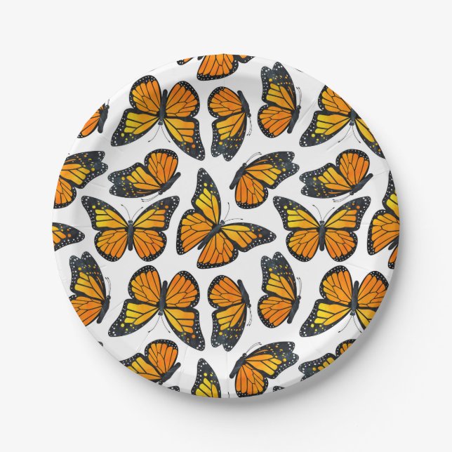 Monarch Butterfly Pattern Paper Plates (Front)