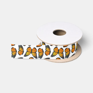 Monarch Butterfly Pattern Satin Ribbon
