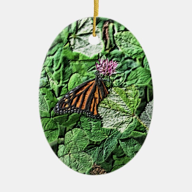 Monarch Butterfly Pencil Drawing Nature Ornament (Front)