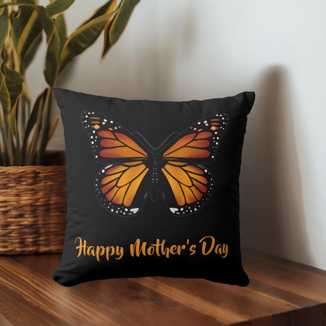 Monarch Butterfly Personalized Black Throw Pillow (Creator Uploaded)