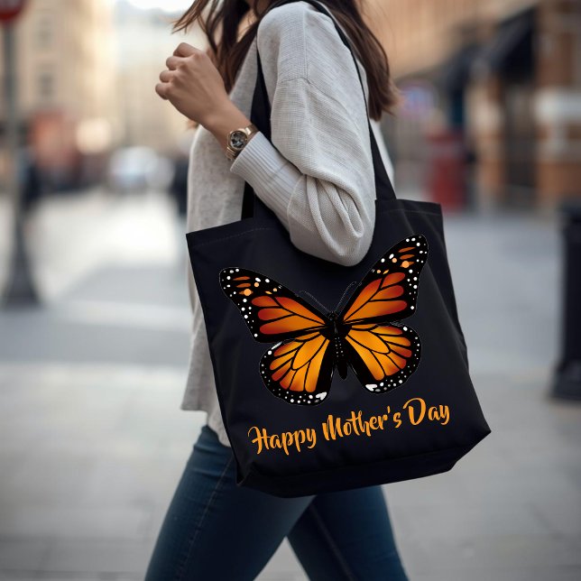 Monarch Butterfly Personalized Black Tote Bag (Creator Uploaded)