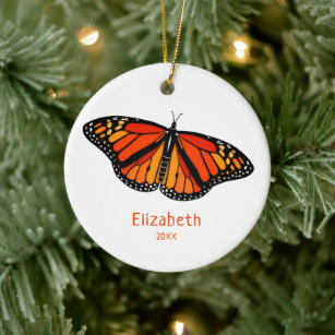 Monarch butterfly personalized ceramic ornament