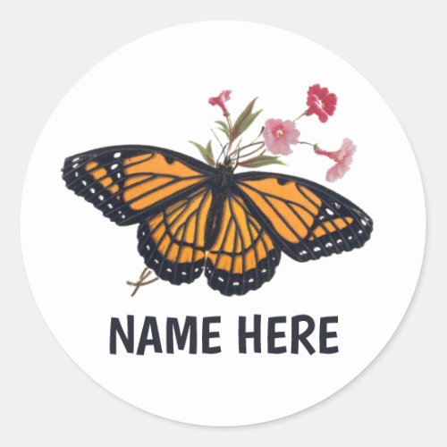 Monarch Butterfly Personalized Kids School Sticker