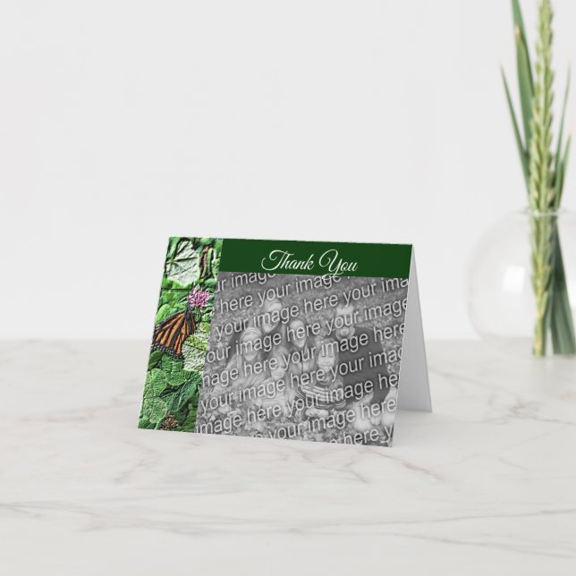 Monarch Butterfly Personalized Wedding Photo Thank You Card (Front)