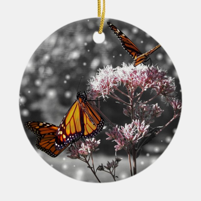 Monarch Butterfly Photo Stunning ADD TEXT Ceramic Ornament (Front)