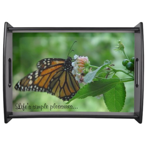 Monarch Butterfly Pink Flower Simple Pleasures Serving Tray