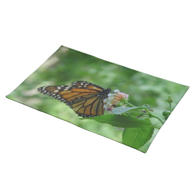 Monarch Butterfly Pink Geranium Placemat (On Table)