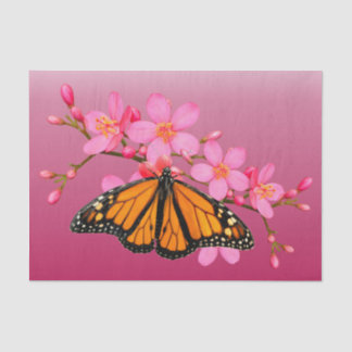 Monarch Butterfly Pink Red Tissue Paper Gift Wrap