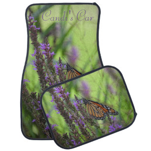 Monarch Butterfly/ Purple Wildflowers *Personalize Car Floor Mat