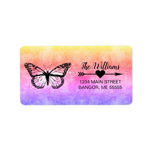 Monarch Butterfly Rainbow Address Label