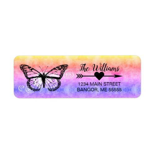 Monarch Butterfly Rainbow Return Address Label