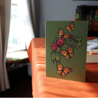 Monarch Butterfly Red Clover Nature                Card