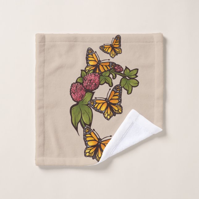 Monarch Butterfly Red Clover Nature         Wash Cloth (Wash Cloth)