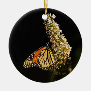 Monarch Butterfly Resting Ceramic Ornament