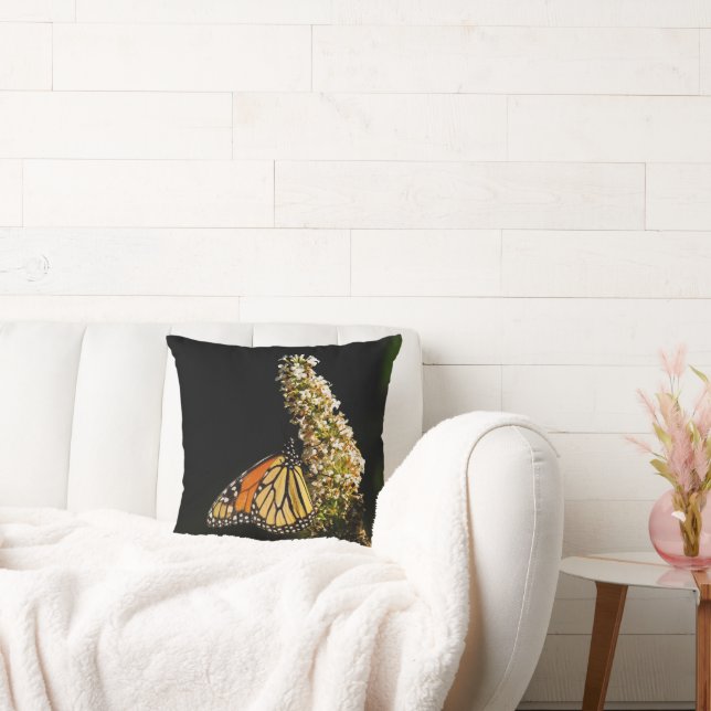 Monarch Butterfly Resting Throw Pillow (Couch)