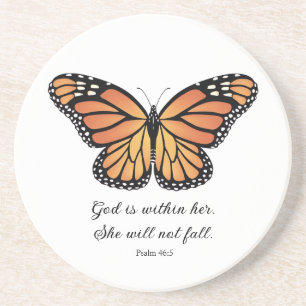 Monarch butterfly Sandstone Coaster Christian
