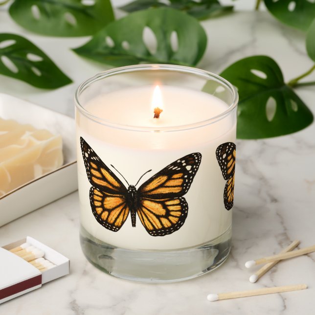 Monarch butterfly scented candle (Lit)