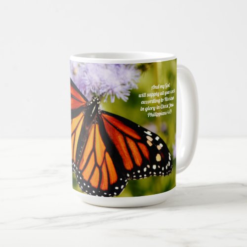 Monarch Butterfly Scripture Mug Cup