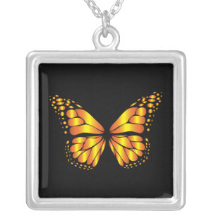 MONARCH BUTTERFLY SILVER PLATED NECKLACE