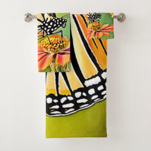 Monarch Butterfly Sip Design Bath Towel Set