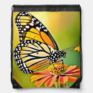 Monarch Butterfly Sip Design Drawstring Bag
