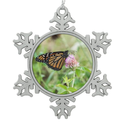 Monarch Butterfly Snowflake Pewter Christmas Ornament