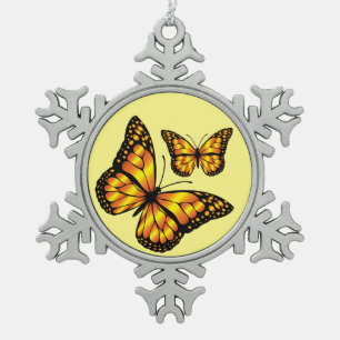 MONARCH BUTTERFLY SNOWFLAKE PEWTER CHRISTMAS ORNAMENT