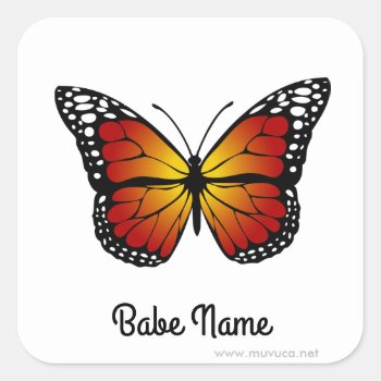 Monarch Butterfly Square Sticker by ALL4K1DS at Zazzle