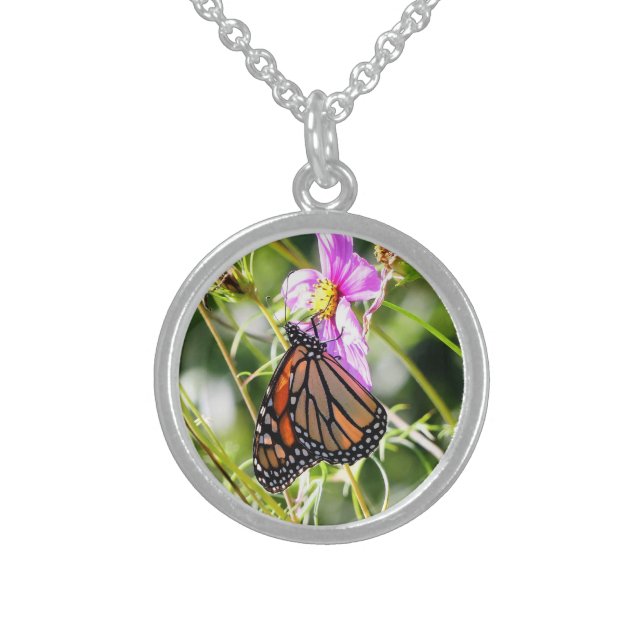 Monarch Butterfly Sterling Silver Necklace (Front)